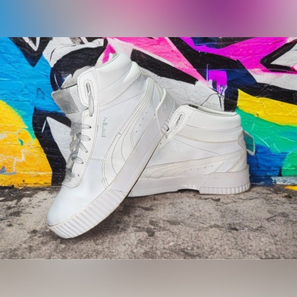 Puma Carina Mid White Platform Sneakers Women’s 10